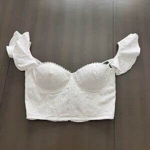 White Sleeveless Bustier Crop Top